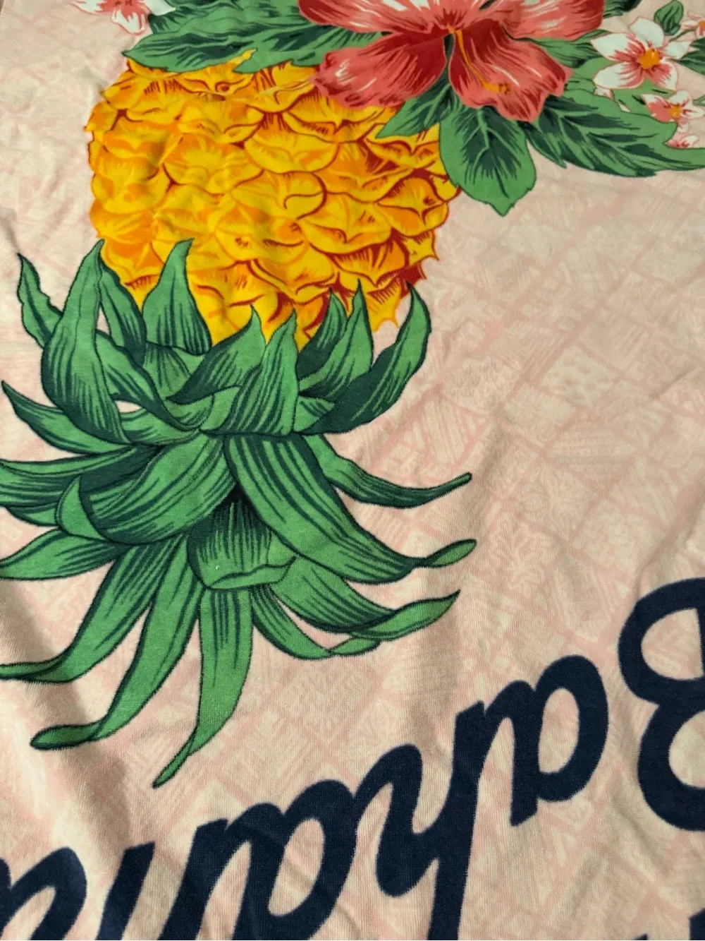 Tommy Bahama Pink Tropical Pineapple & Hibiscus Beach Towel